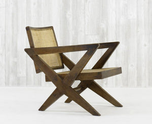 EASY w/ cross leg armchair, walnut brown