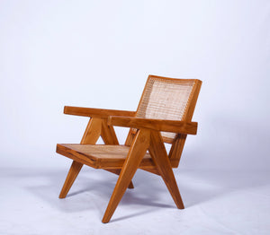 EASY chair in natural brown, Pierre Jeanneret replica