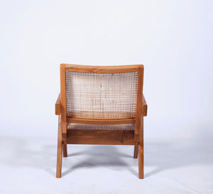 EASY chair in natural brown back, Pierre Jeanneret replica