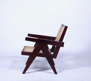 Open image in slideshow, EASY chair in dark brown side, Pierre Jeanneret replica
