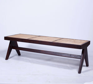 Open image in slideshow, LONG BENCH in dark brown, Pierre Jeanneret replica
