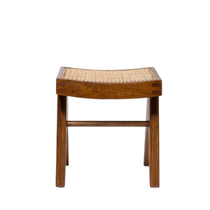 LOW STOOL in walnut, Pierre Jeanneret replica