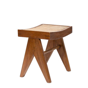 LOW STOOL in dark brown, Pierre Jeanneret replica